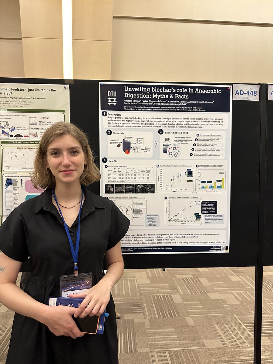 Fenix_ProjectEU's tweet image. BREAKING: #DTU&apos;s Parisa Ghofrani-Isfahani and Georgia Vayena present at 18th IWA World Conference on Anaerobic Digestion in Istanbul. Poster showcased initial results, sparking discussions with AD &amp;amp; biochar experts. More updates soon. #IWA2024 #FENIXProject #Sustainability