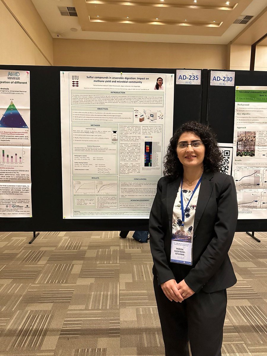 Fenix_ProjectEU's tweet image. BREAKING: #DTU&apos;s Parisa Ghofrani-Isfahani and Georgia Vayena present at 18th IWA World Conference on Anaerobic Digestion in Istanbul. Poster showcased initial results, sparking discussions with AD &amp;amp; biochar experts. More updates soon. #IWA2024 #FENIXProject #Sustainability