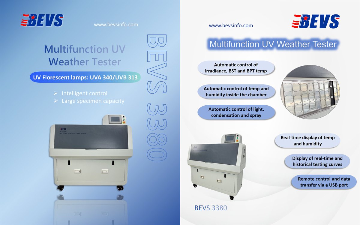 BEVSindustry's tweet image. Can your products endure through time in ever-changing environmental conditions?
BEVS UV Weather Tester will give you the answer!
BEVS Aging Tester,
Intelligent your lab, intelligent your test.
#BEVS #labequipment #labinstrument #UVtester #agingtester #weatheragingtester