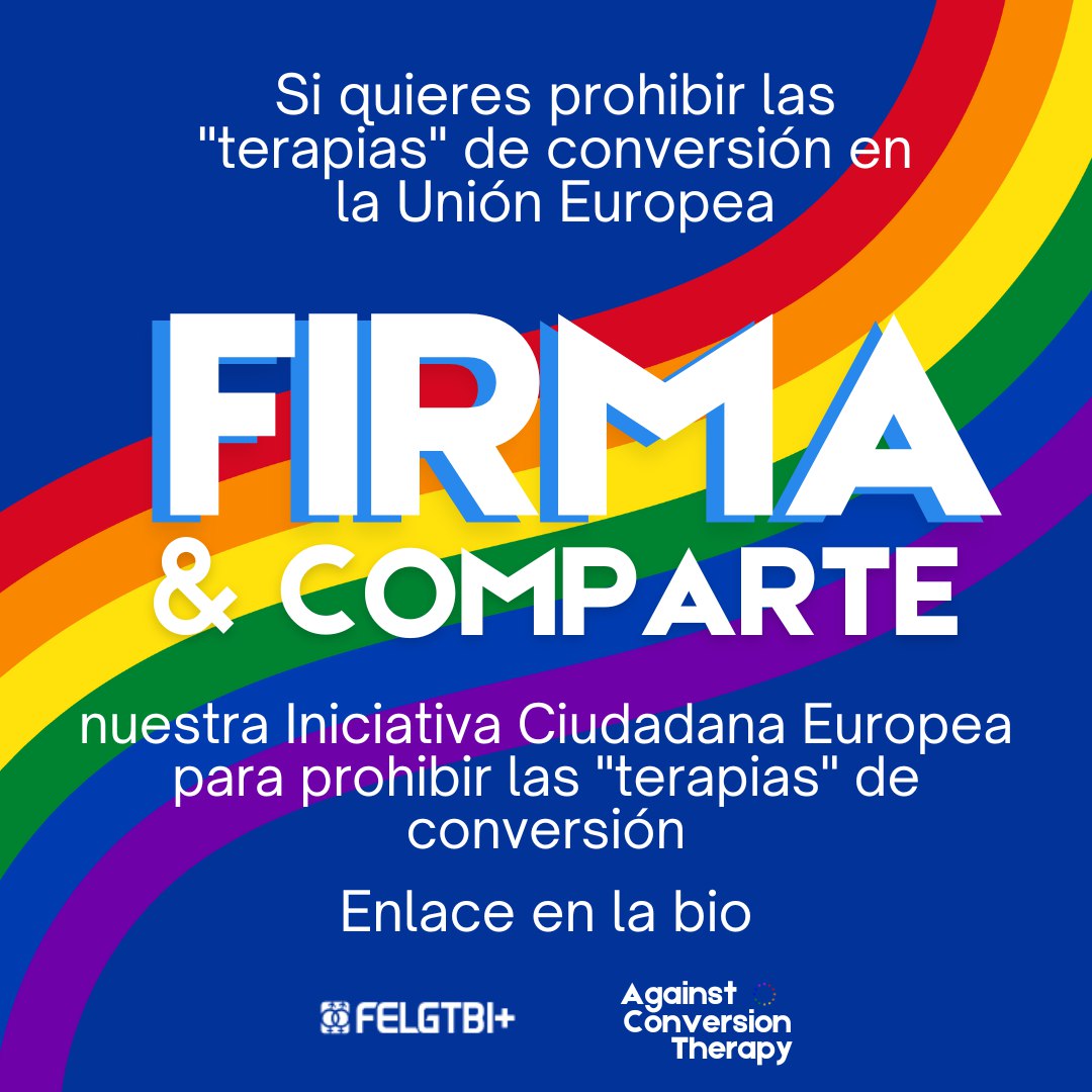 FELGTBI's tweet photo. 🏳️‍🌈🏳️‍⚧️ Se han superado las 70.000 firmas en la iniciativa ciudadana europea para prohibir las "terapias" de conversión.   
  
Pero necesitamos un millón de firmas.   
  
Firma la iniciativa de @ACT_LGBT  en: https://t.co/1aTmlViHSe https://t.co/6YmVLC5u1J