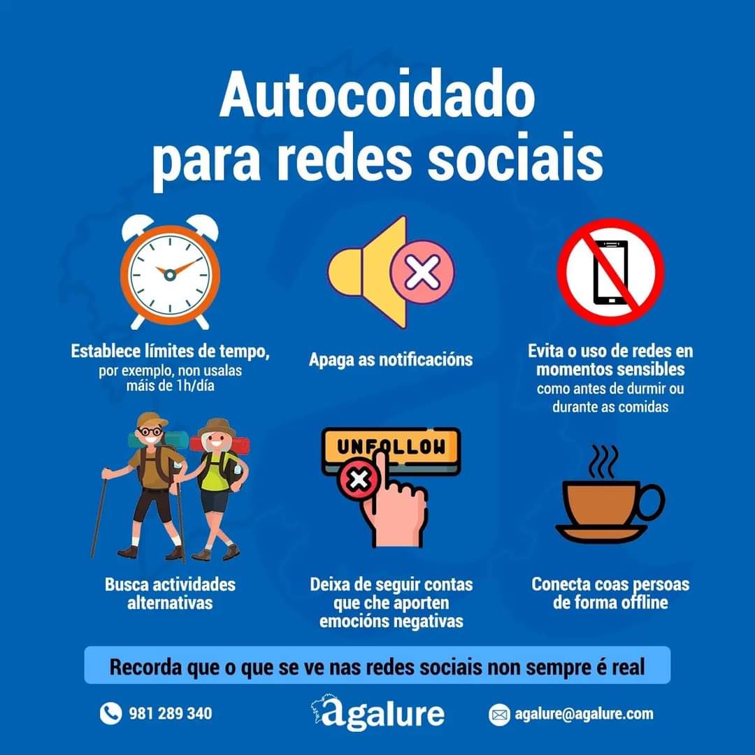 agalure's tweet photo. 💆 Hoxe celébrase o Día Mundial do Autocoidado, co obxectivo de velar polo benestar da nosa saúde física e mental.

📱 Xa que mañá é festivo en #Galicia e ponte para algúns, propoñemos algúns consellos. Hai algún que che faga ben e non estea nesta lista?

🌞 Gozade destes días! https://t.co/KLDxpNCoIF