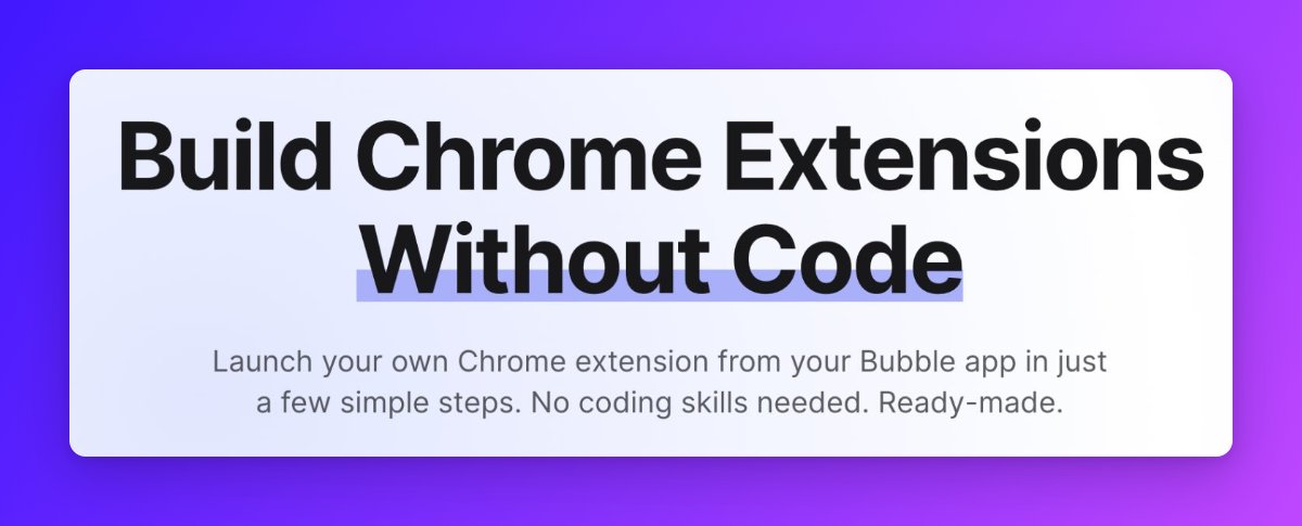 Exciting news! 🎉 <a href="/BldWithCharles/">BuildWithCharles</a> now has its own X profile! Follow for updates on how to build Chrome extensions with <a href="/bubble/">Bubble</a> without code, tips, and success stories. Let’s build something great together! 🚀 #NoCode #ChromeExtensions