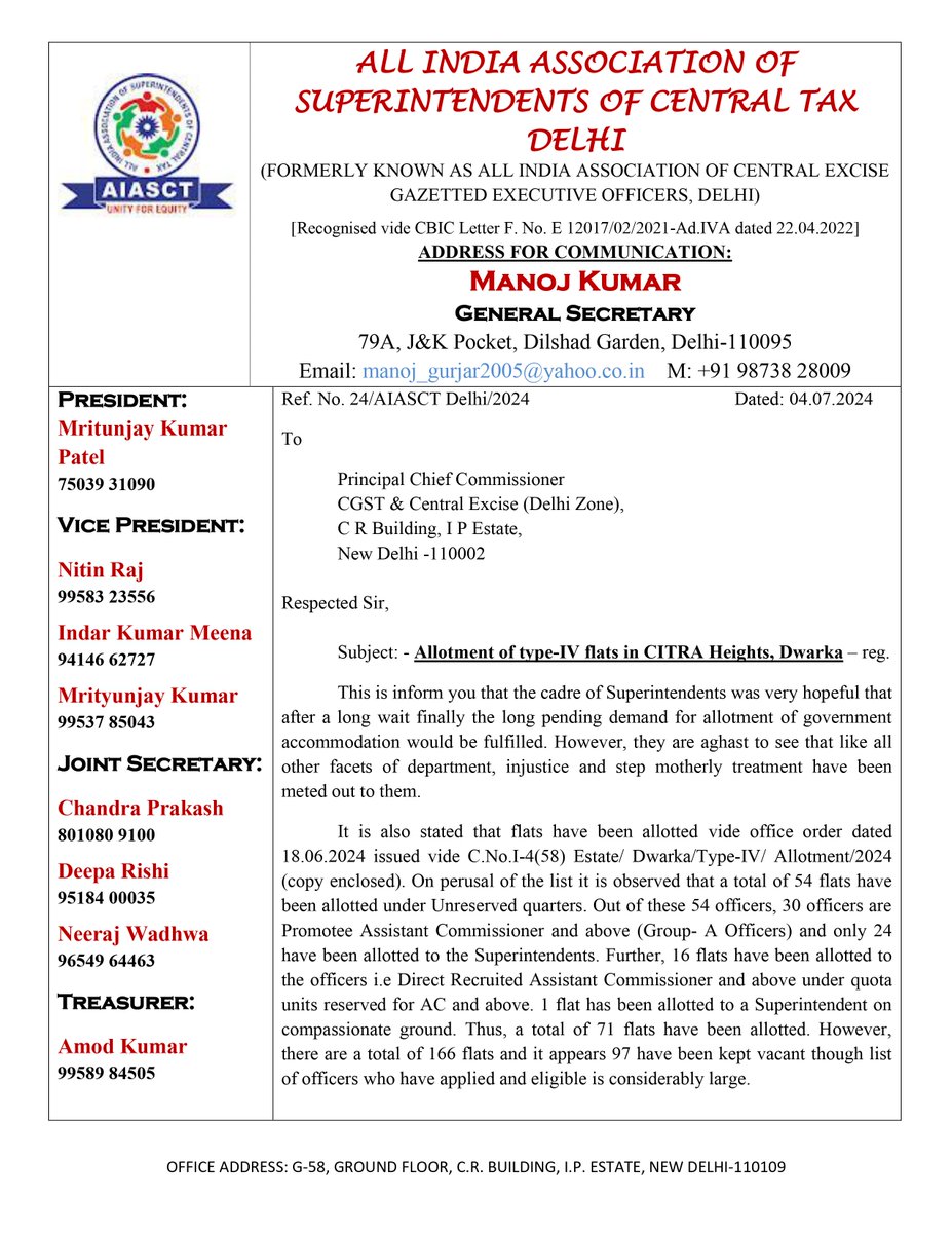 Customs & CGST Superintendent Association Delhi tweet media
