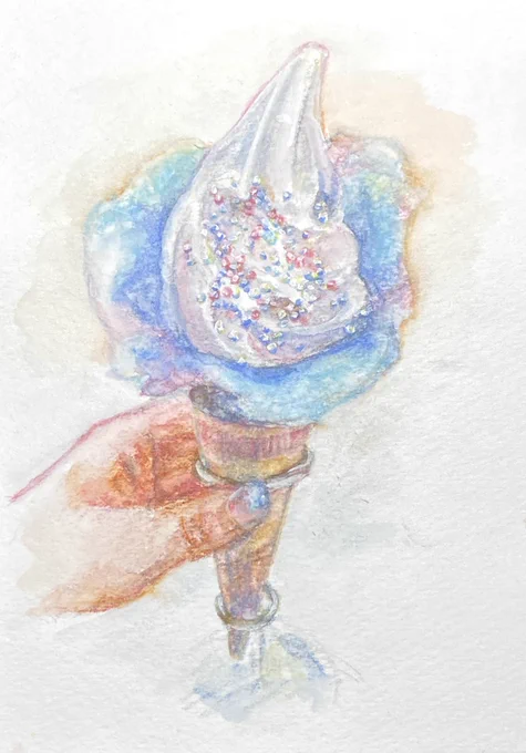 すっかり遅くなった! ゆうさんさん()のゆめかわ激ヤバ宇宙ソフト!爪とおそろでかわい! (余談)水彩色鉛筆で描く→水で伸ばすが苦手すぎて逃げてきたけどそろそろいけるか?(根拠は?)と思ってやったら想像よりはいけたけどやっぱ難しいな…でも楽しかったので今後も画材の候補に加えたい…