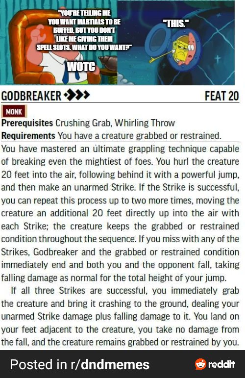 DanTalksGames's tweet image. GET BROKEN

Credit to /u/Pawn_Sacrifice on Reddit

#ttrpg #dnd #pathfinder2e