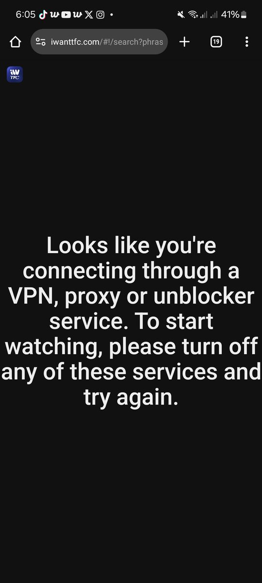 What's wrong with <a href="/iwanttfc/">iWant</a>? Di ko ma-access. Di naman ako nakaconnect sa anong VPN.

At ang nakakaloka pag ginamitan mo ng VPN, naoopen sya pero syempre di na free mga episodes since for Phillipines lang yung free.

Nakakainis.