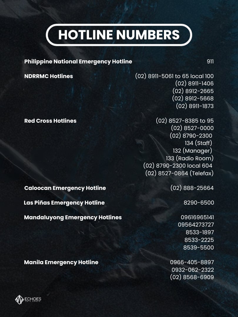 [ EMERGENCY HOTLINES ] Here is a compiled list of emergency hotline ...