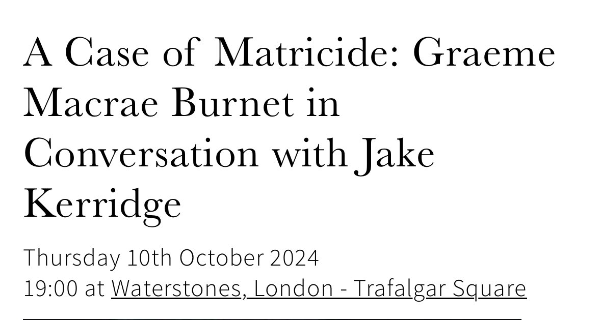 Waterstones Trafalgar Sq. (@waterstonestraf) on Twitter photo London event with <a href="/GMacraeBurnet/">Graeme Macrae Burnet</a> in conversation with <a href="/JakeKerridge/">jakekerridge</a>!!
<a href="/SarabandBooks/">Saraband Books</a>
🎟️ waterstones.com/events/a-case-… London event with <a href="/GMacraeBurnet/">Graeme Macrae Burnet</a> in conversation with <a href="/JakeKerridge/">jakekerridge</a>!!
<a href="/SarabandBooks/">Saraband Books</a>
🎟️ waterstones.com/events/a-case-…