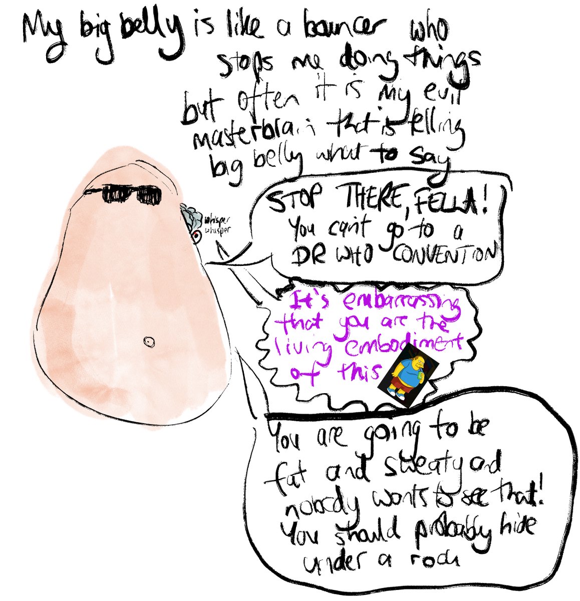 wellpossibly's tweet image. Today’s episode of public psychotherapy….#BigBelly #DoctorWho #MyEvilMasterbrain