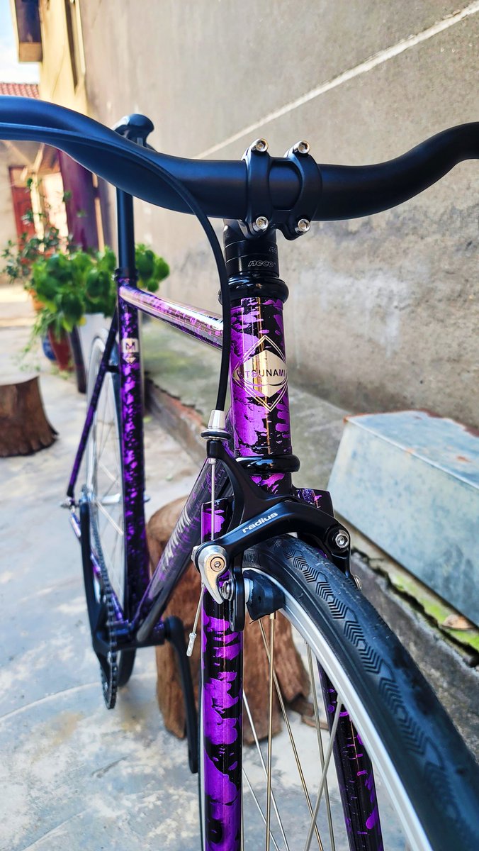 tsunami82269's tweet photo. 👿💜Daily Build:  TSUNAMI snm4130 Purple Flame， Purple ink

fixed gear bike, single speed bike, tracklocross, pist bike, track bike, fixie bike , 海啸 速那米 固齿 单速 竟轮 intro7轮组 死飞、固齿、竞轮、单速车、整车、车架、场地、轮组、Cinelli、 全速力、Dosnoventa、Bianchi、INTRO https://t.co/75mLGyr8LW