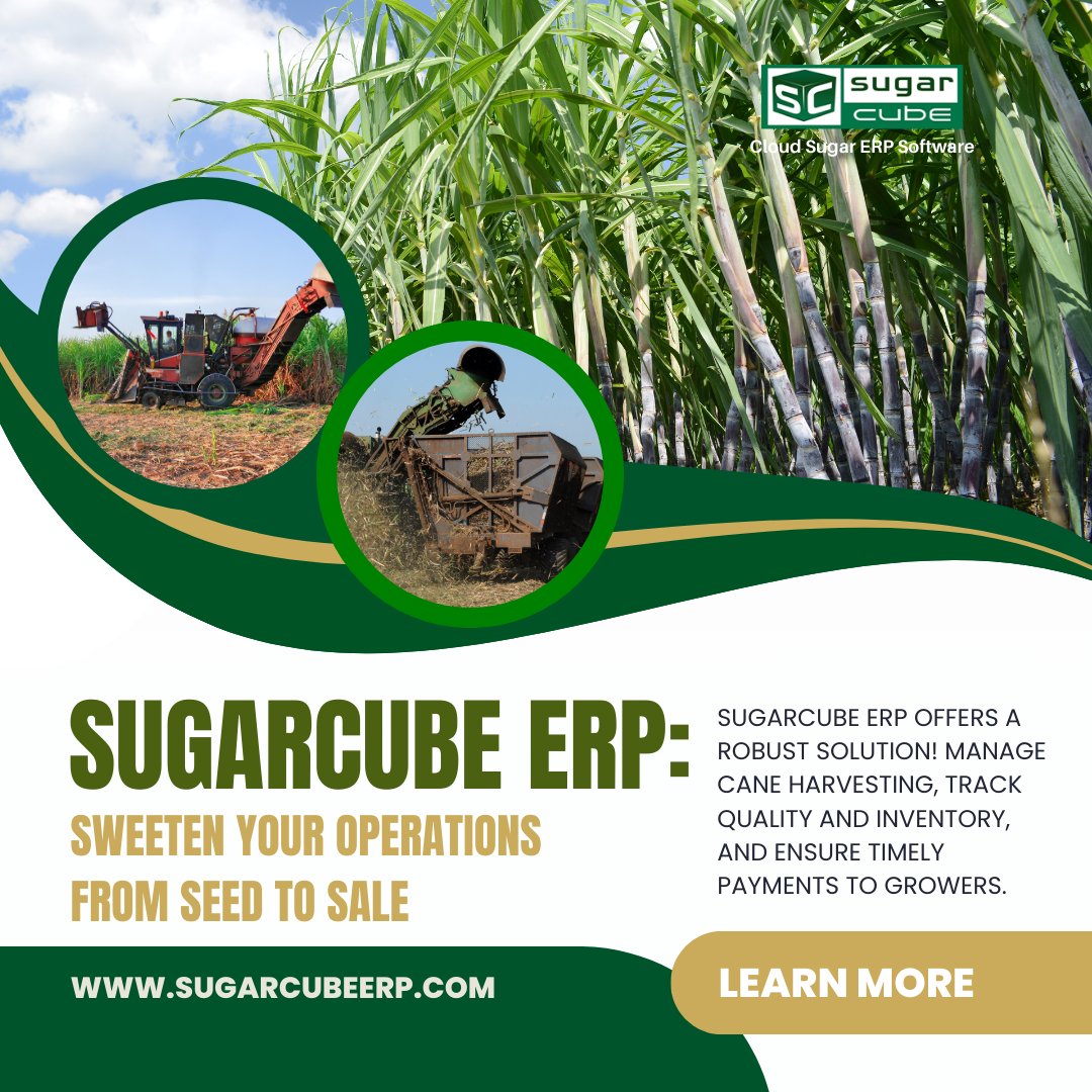 SugarERP's tweet image. SugarCube ERP streamlines EVERYTHING! Manage supply chain, finance, cane management &amp;amp; leverage remote sensing. Boost yield, efficiency &amp;amp; profitability. Request a demo today! 
sugarcubeerp.com
#SugarProcessing #ERP