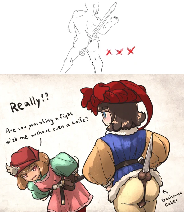 Tho you might not be able to handle a longsword with your cheeks, a smaller one like a bollock dagger would be definitely fine. 