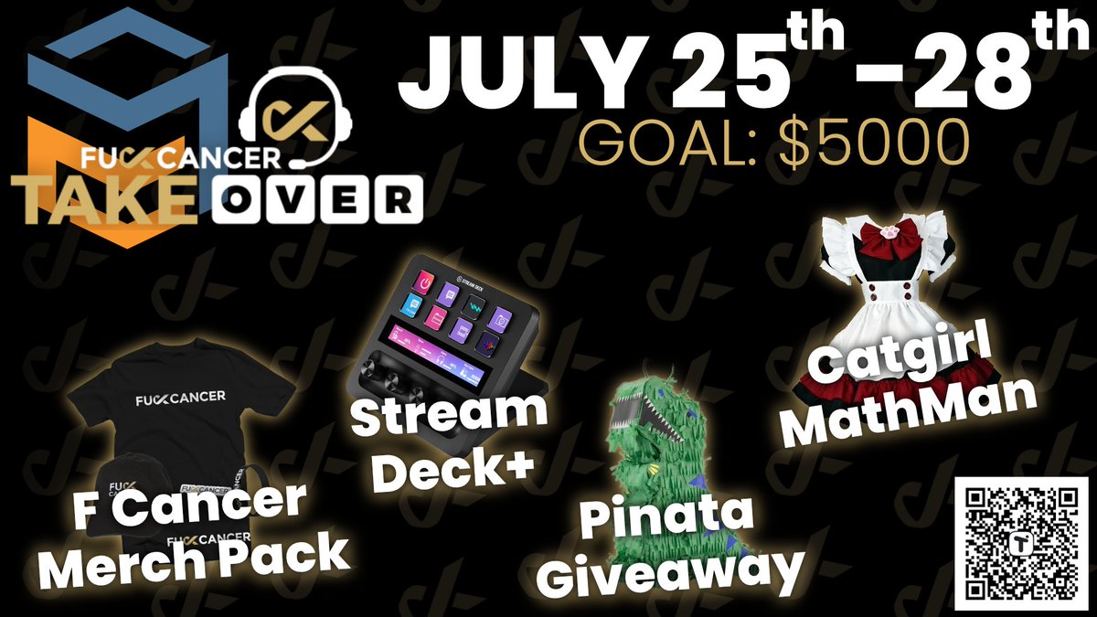 Man, wouldn't it be nice if I had some dignity? 

Nope, not when charity is involved! If we hit our goal I -will- become a Catgirl for a SPECIAL 12 hour stream, but first we need to support F Cancer in their mission!

Starting TOMORROW!