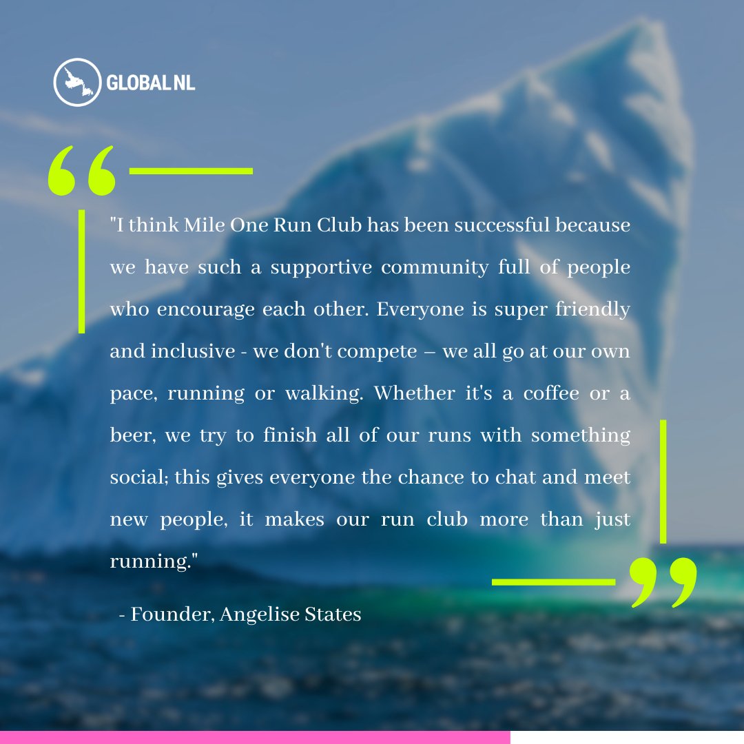 Mile One Run Club formed last year with a vision to create an inclusive space for runners of all skill levels. This month, they celebrate 1 year of success! 🏃‍🎉 

Visit their IG @MileOneRunClub for details on weekly runs, business collabs and fundraising!

#GlobalNL #Connect