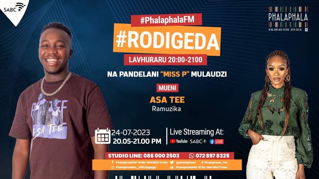 Phalaphala's tweet photo. Madekwana ano ri digeda na ASA TEE kha Rodigeda, Tshifhinga 20:05- 21:00
#Rodigeda https://t.co/r5GyQn1nnq