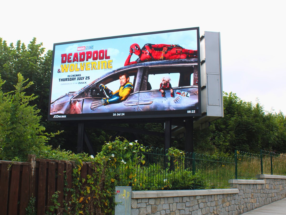 PMLGroup's tweet photo. The merc with a mouth is back, and he's brought a friend 👀 

@MarvelStudios #DeadpoolAndWolverine hits cinemas tomorrow! 

The film's launch is supported on OOH with a Hugh-ge campaign running across high reach and frequency formats💡 

✍️@zenithireland &amp; Source OOH

#BeMoreNow https://t.co/KgqVfJMKLo