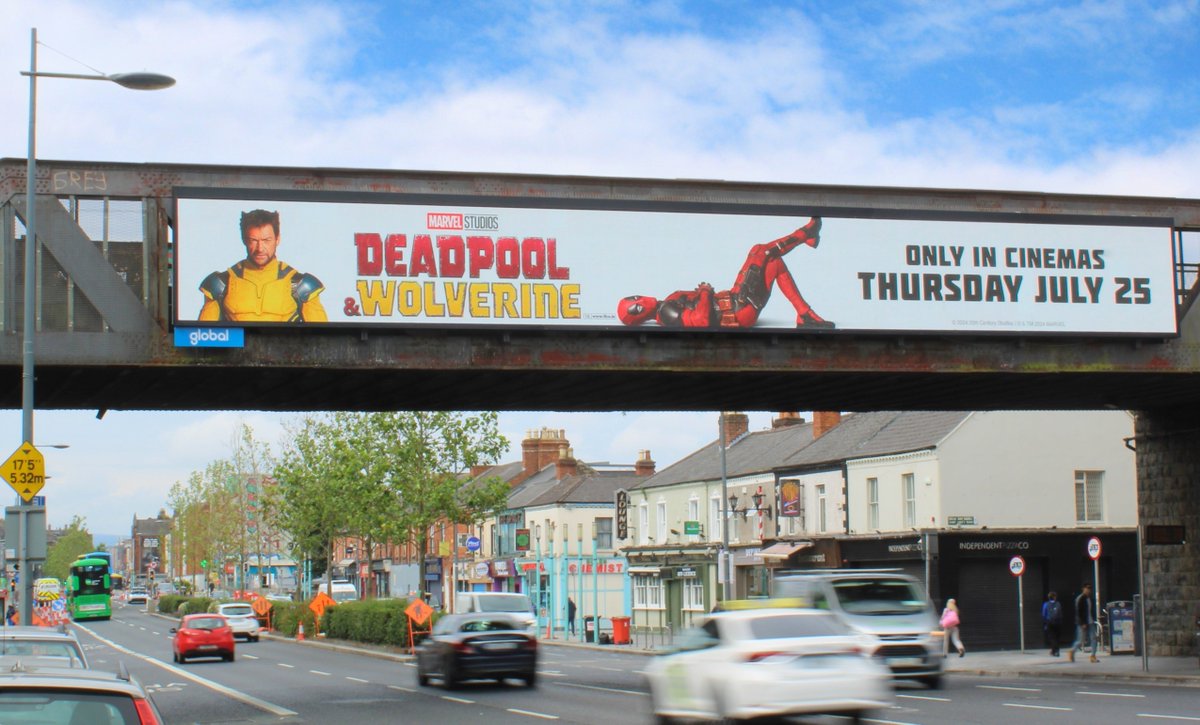The merc with a mouth is back, and he's brought a friend 👀 

<a href="/MarvelStudios/">Marvel Studios</a> #DeadpoolAndWolverine hits cinemas tomorrow! 

The film's launch is supported on OOH with a Hugh-ge campaign running across high reach and frequency formats💡 

✍️<a href="/zenithireland/">Zenith Ireland</a> &amp; Source OOH

#BeMoreNow