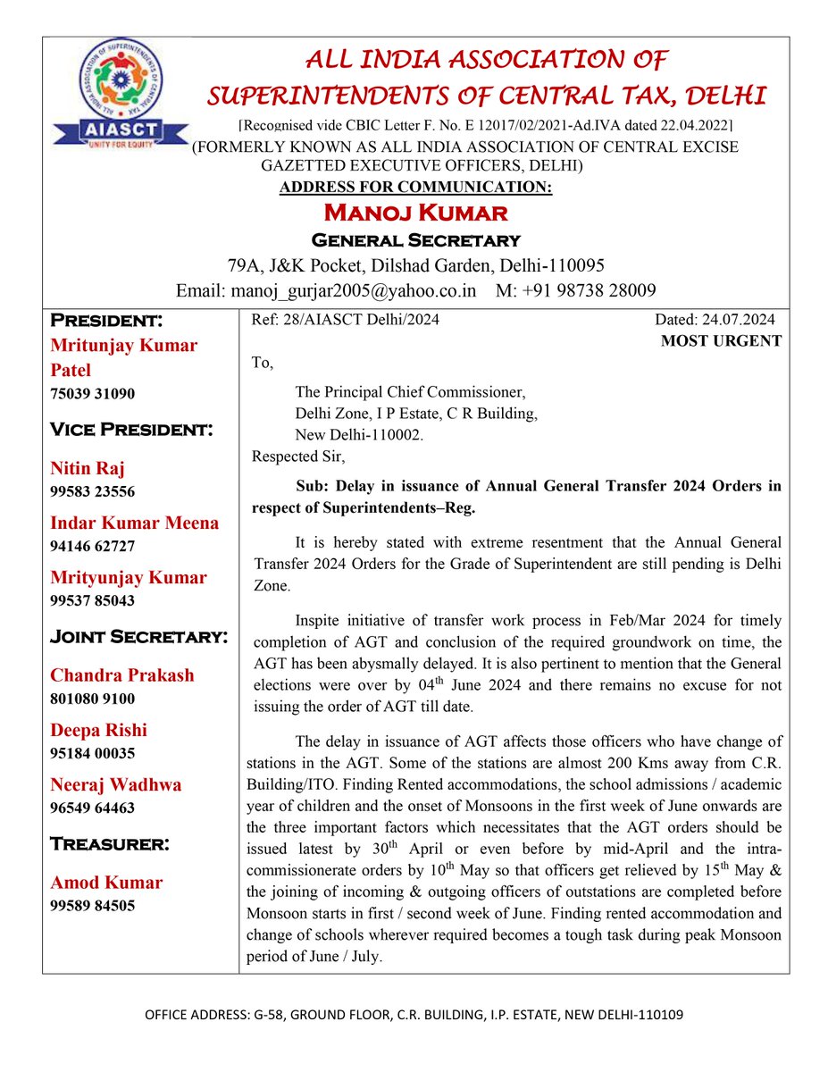 Customs & CGST Superintendent Association Delhi tweet media
