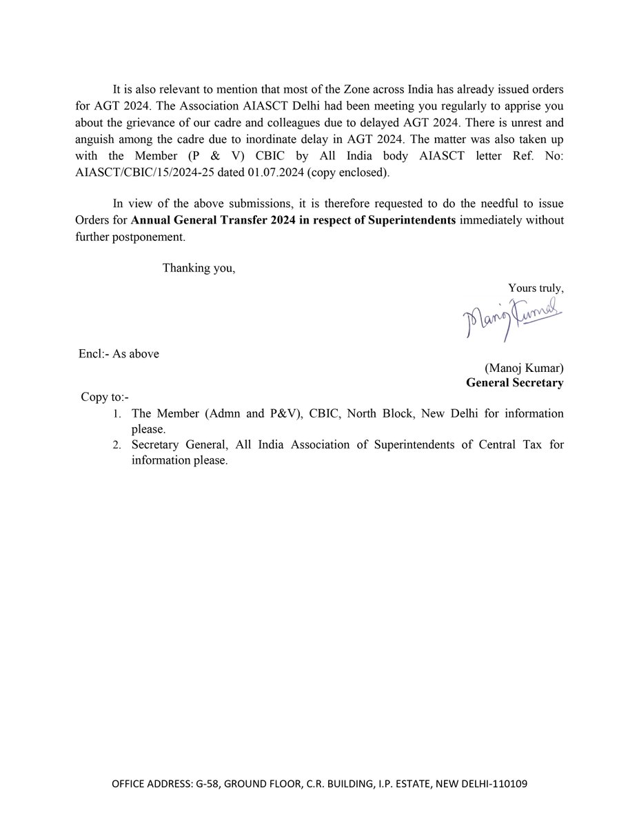 Customs & CGST Superintendent Association Delhi tweet media