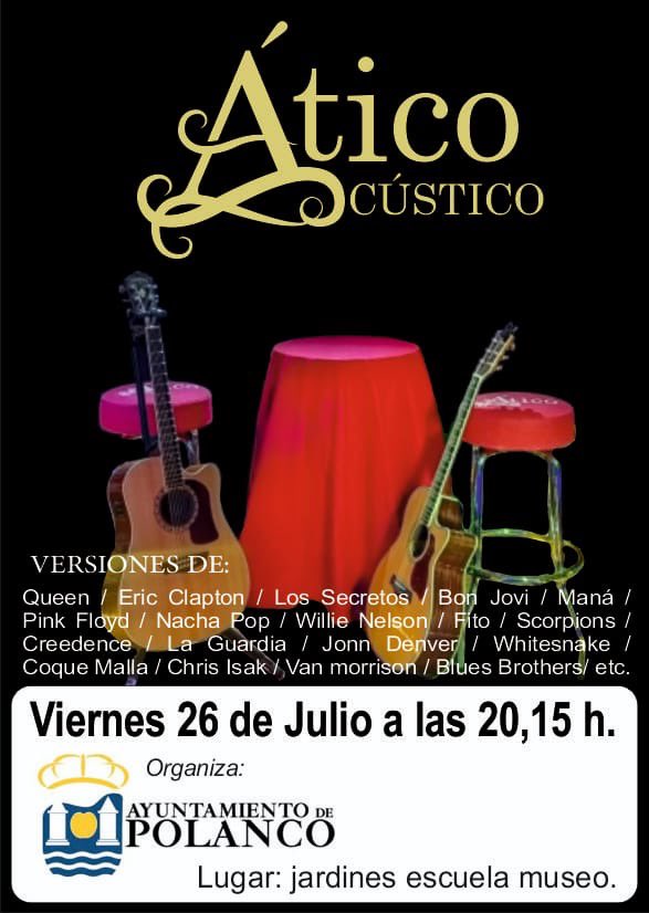 #PolancoViveelVerano #PolancoenFiestas
🗓️ Viernes 26 de julio
⏰ 20.00 horas
📍Jardines de la Casa de Pereda
🎤 Pregón de las fiestas con la familia Cueli + actuación de Ático Acústico