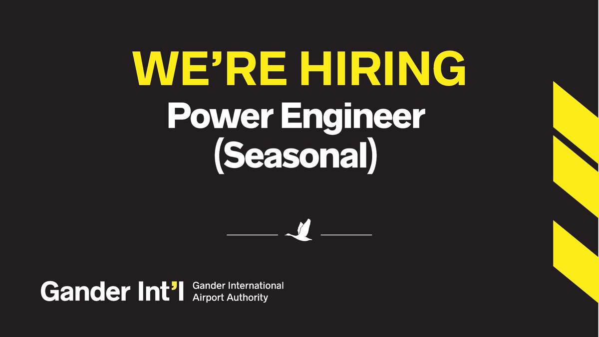 Gander International Airport Authority (GIAA) is seeking a dynamic and experienced Power Engineer to join our team. 

See full job listing by visiting ganderairport.com/about-giaa/emp…