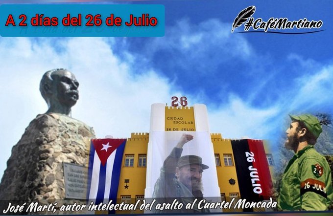 ProvedH's tweet photo. @cafemartiano @DiazCanelB @InesMChapman @DrRobertoMOjeda @mariofsabines @EVilluendasC @agnes_becerra @YaquedeCuba @TeresaBoue @ValoresTeam1 @QbaDCorazon_ Buenos días 🇨🇺  #CaféMartiano 
Martí estuvo en el Moncada y permanece entre nosotros. Martí está también en el Moncada de hoy.

“Traigo en el corazón las doctrinas del Maestro...”

#LaHistoriaPorAsalto 
#HoguinSi https://t.co/bc2vsuudta