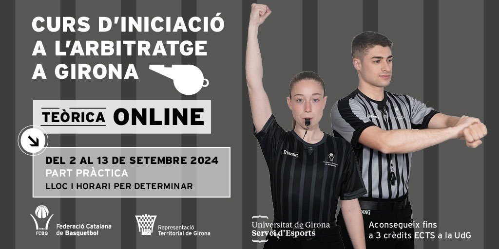 Nou curs d'àrbitres aquest setembre!!🏀
Inscripcions obertes.   
📋inscripcions.basquetcatala.cat/call/5ab95 ▶️basquetcatala.cat/noticies/10852