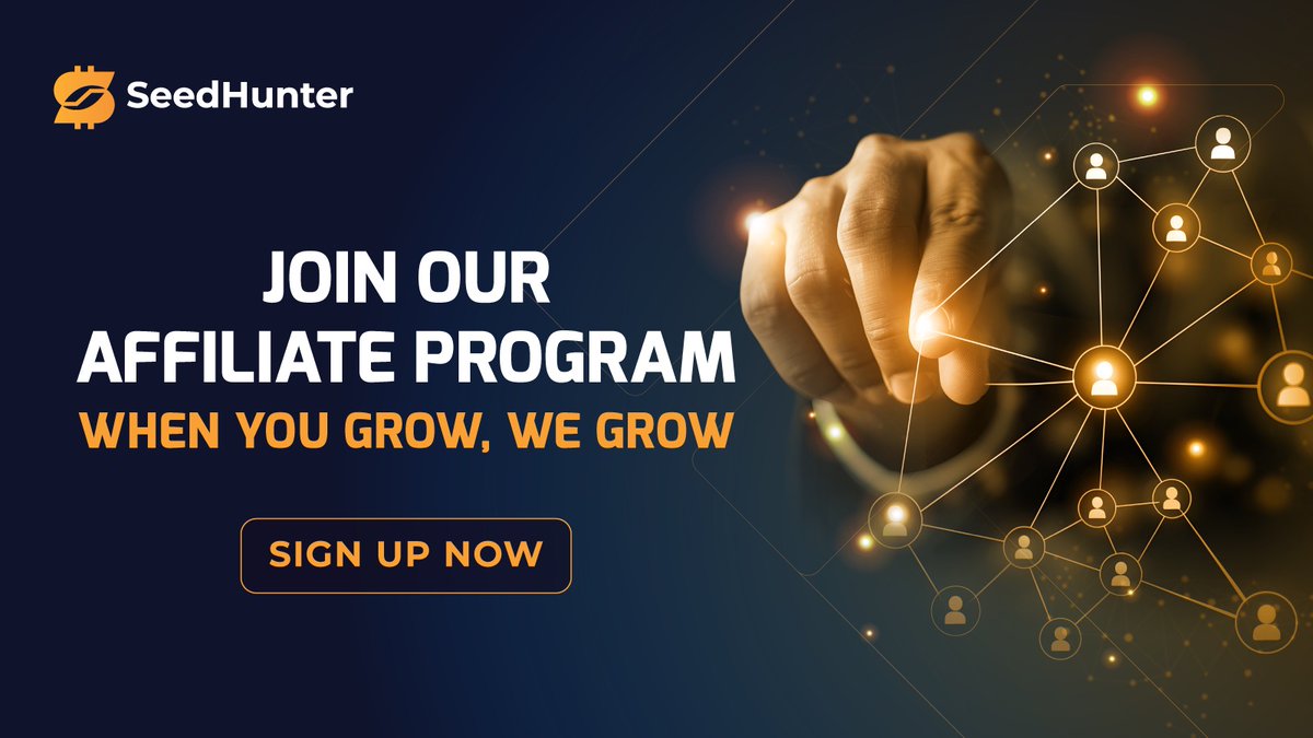 Join our Affiliate Program &amp; Earn LIFETIME REWARDS for every KOL, Hunter, or project you bring in.💰

Following the motto "when you grow, we grow" we focus on securing win-win collaborations within #web3 communities.💸

Sign up now👇🏻
🔗seedhunter.com