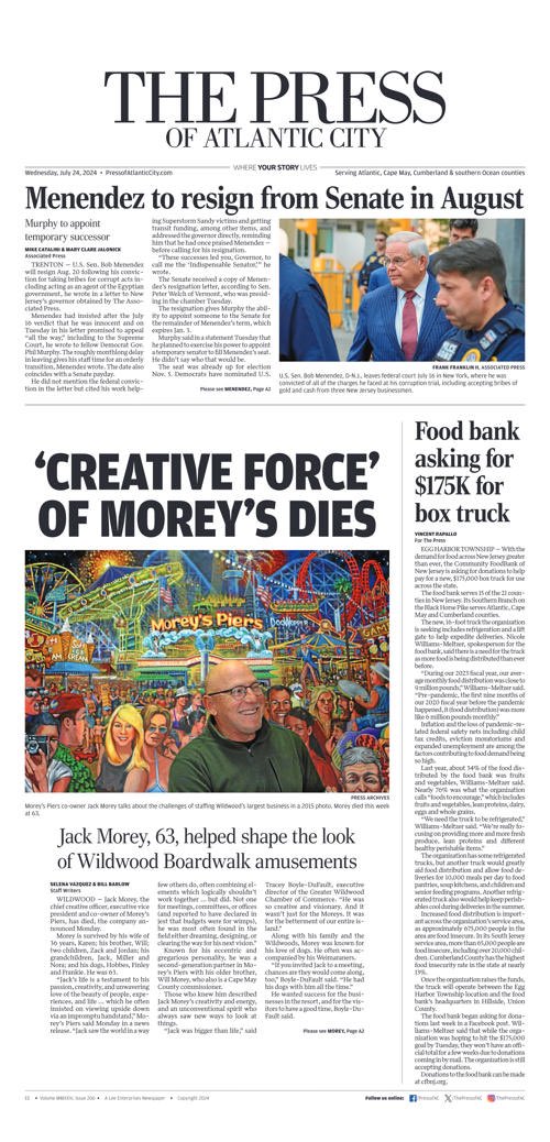 Front page of today’s <a href="/ThePressofAC/">Press of AC</a> featuring stories by @ACPressRapallo <a href="/Jerseynews_Bill/">Bill Barlow</a> and @acpressvazquez