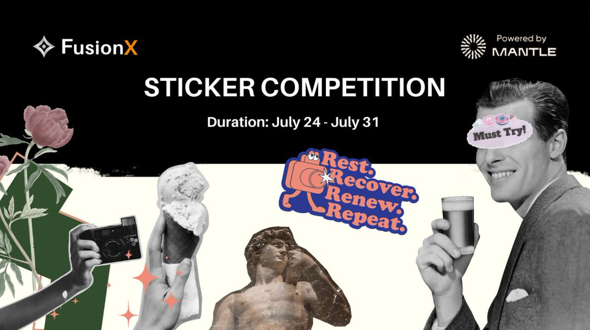 #FusionXfam, we're launching our own sticker contest in sync with <a href="/0xMantle/">Mantle Network</a>'s Methamorphosis Meme Cook-off &amp; it has BEGUN!

How to Enter:
- Design 2 stickers showcasing FusionX as the premier DEX on Mantle.
- Drop a like and comment "ah I'm fusionnning" on this post.
- Join our