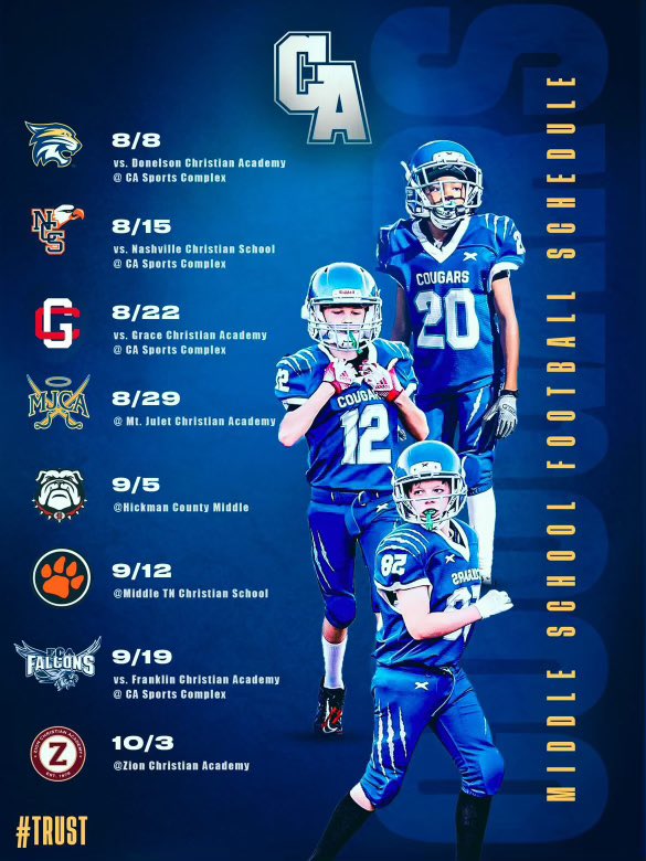 Excited for our young Cougars to compete this season! These young men have been putting in some great work this summer!!! <a href="/CAmiddleFB/">Clarksville Academy Middle School Football</a> 

#TRUST #FaithAcademicsAttitude 🟡🔵🟡