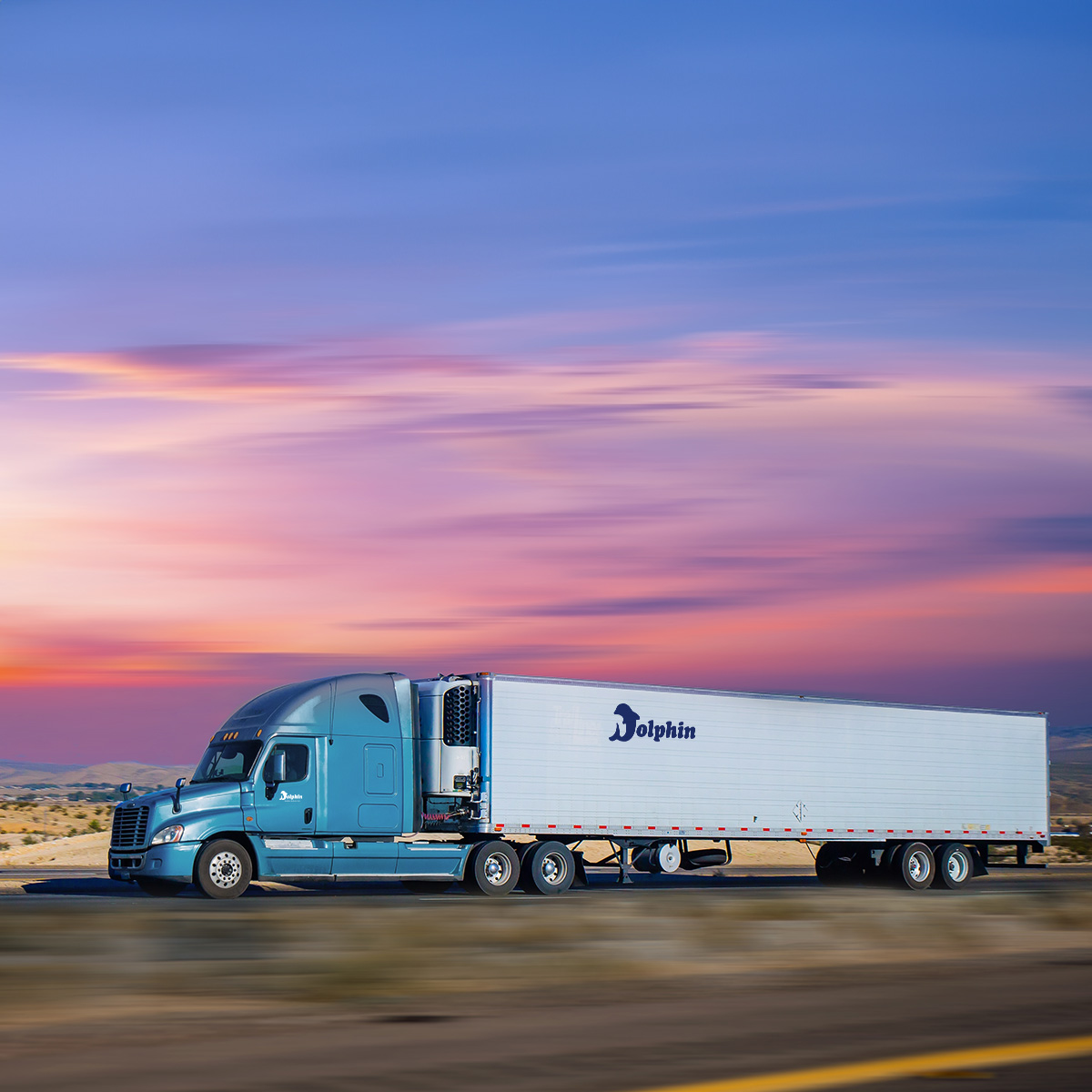 Red sky at night, a trucker's delight. On our way to another on-time delivery.