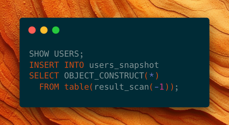 teej_m's tweet image. This new Snowflake syntax for OBJECT_CONSTRUCT is handy. It converts a row of data into JSON without the need to specify all the keys and values.