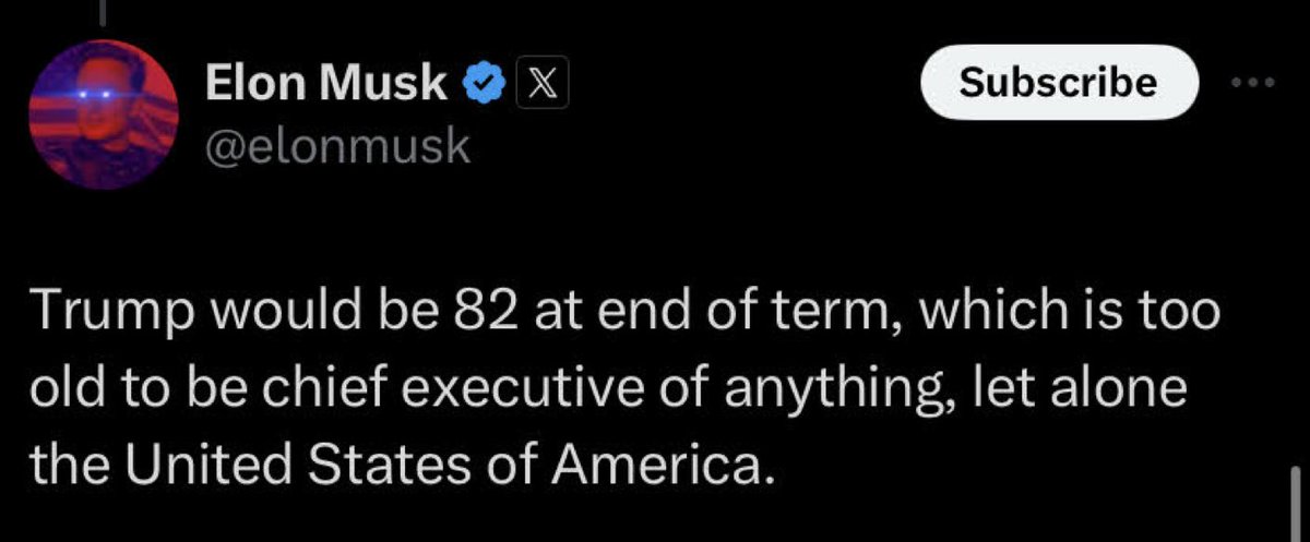 pguich's tweet image. I just have missed something. I thought a couple of days ago Elon was pledging $45m a month to support Trump, and now this?
Did he start taking his meds again? Or did Trump make him beg on his knees again?
