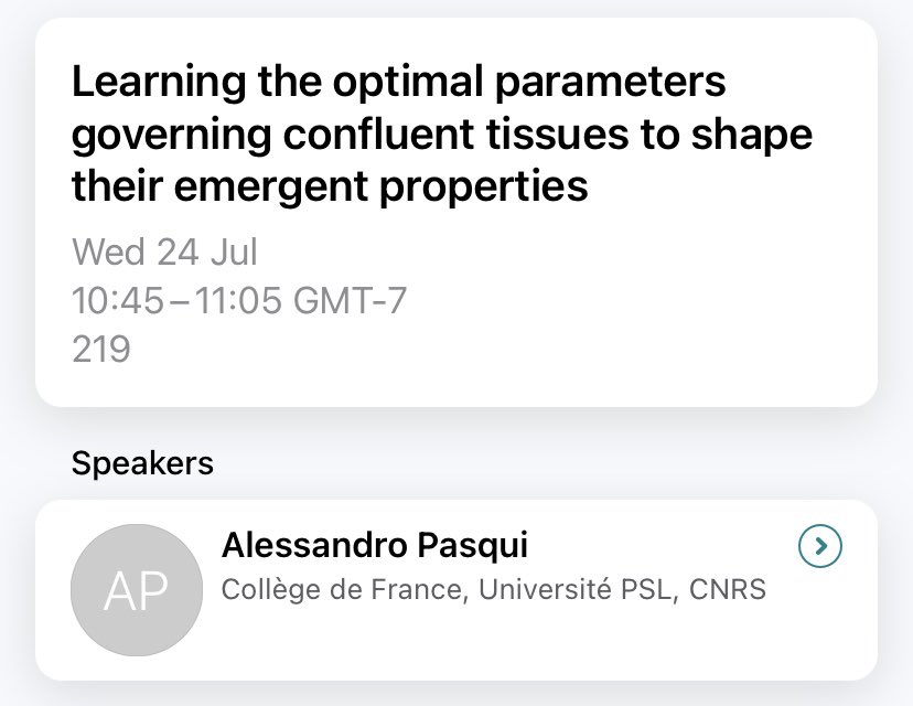 appasqui's tweet image. Giving a talk at the 16th WCCM 2024 in Vancouver titled "Learning the optimal parameters governing confluent tissues to shape their emergent properties".
Room 219 at 10:45.
Looking forward to seeing you!
#ComputationalMechanics #WCCM2024 #PANACM #Canada