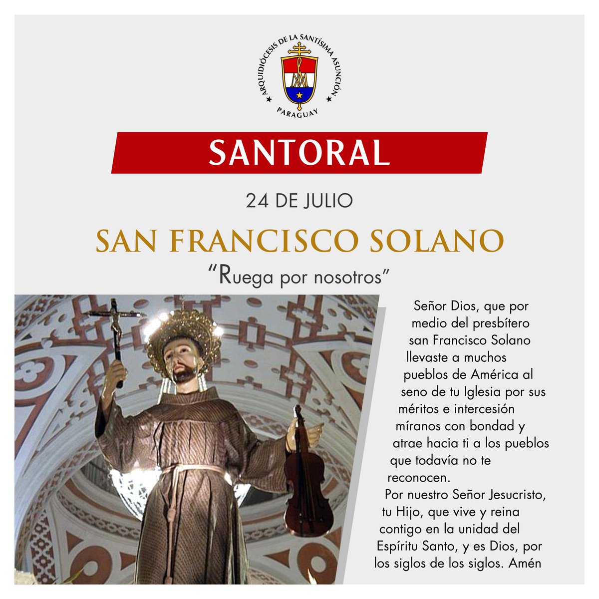 Santorales | 🙏✨Hoy recordamos a San Francisco Solano, el 