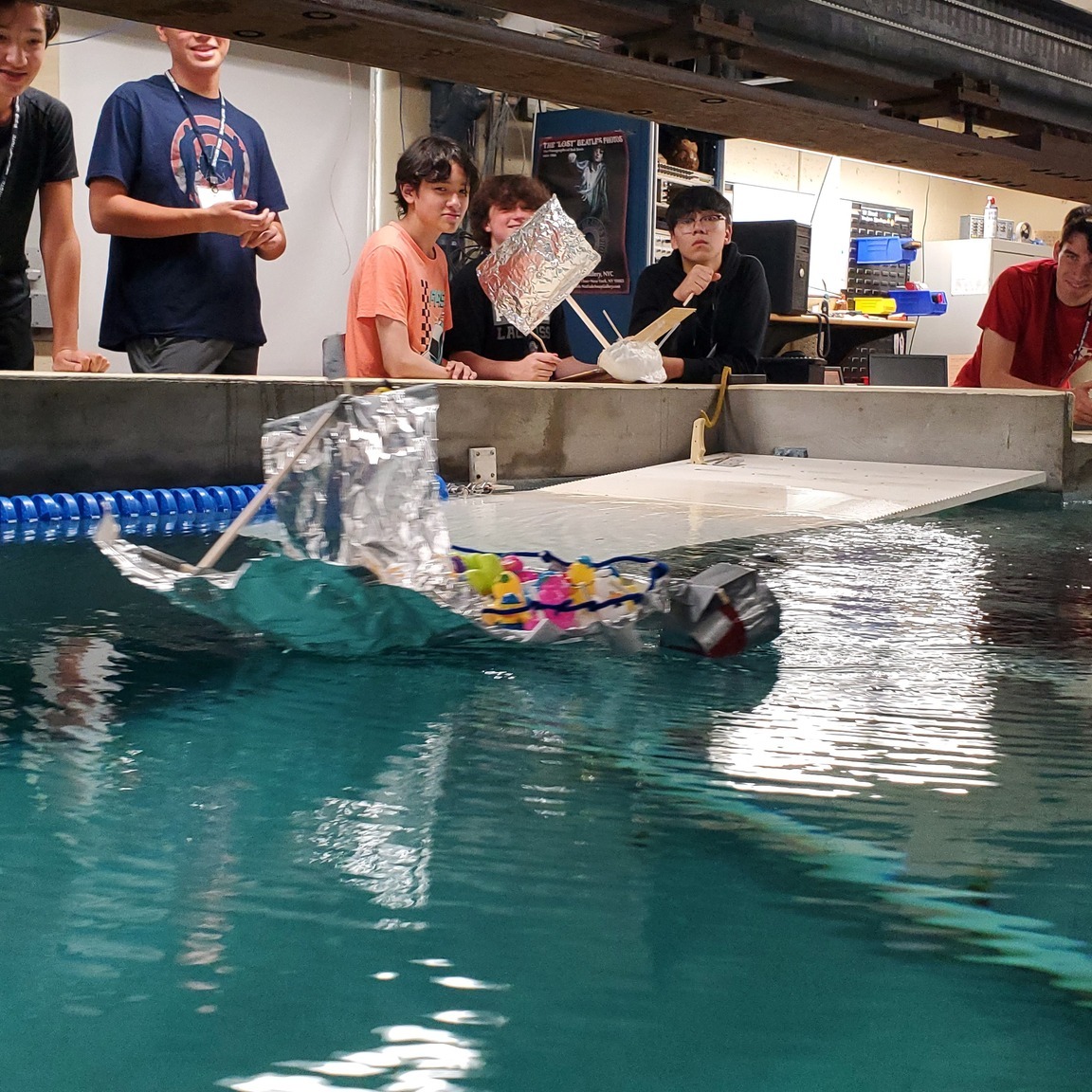 WebbInstitute's tweet image. Webb Institute&apos;s second session of our Summer Engineering Academy is in full swing! 

This week, they put their designs to the ultimate test in our Robinson Model Basin – an exciting showcase of ingenuity and innovation. 

#WebbInstitute #SummerEngineeringAcademy #STEMeducation