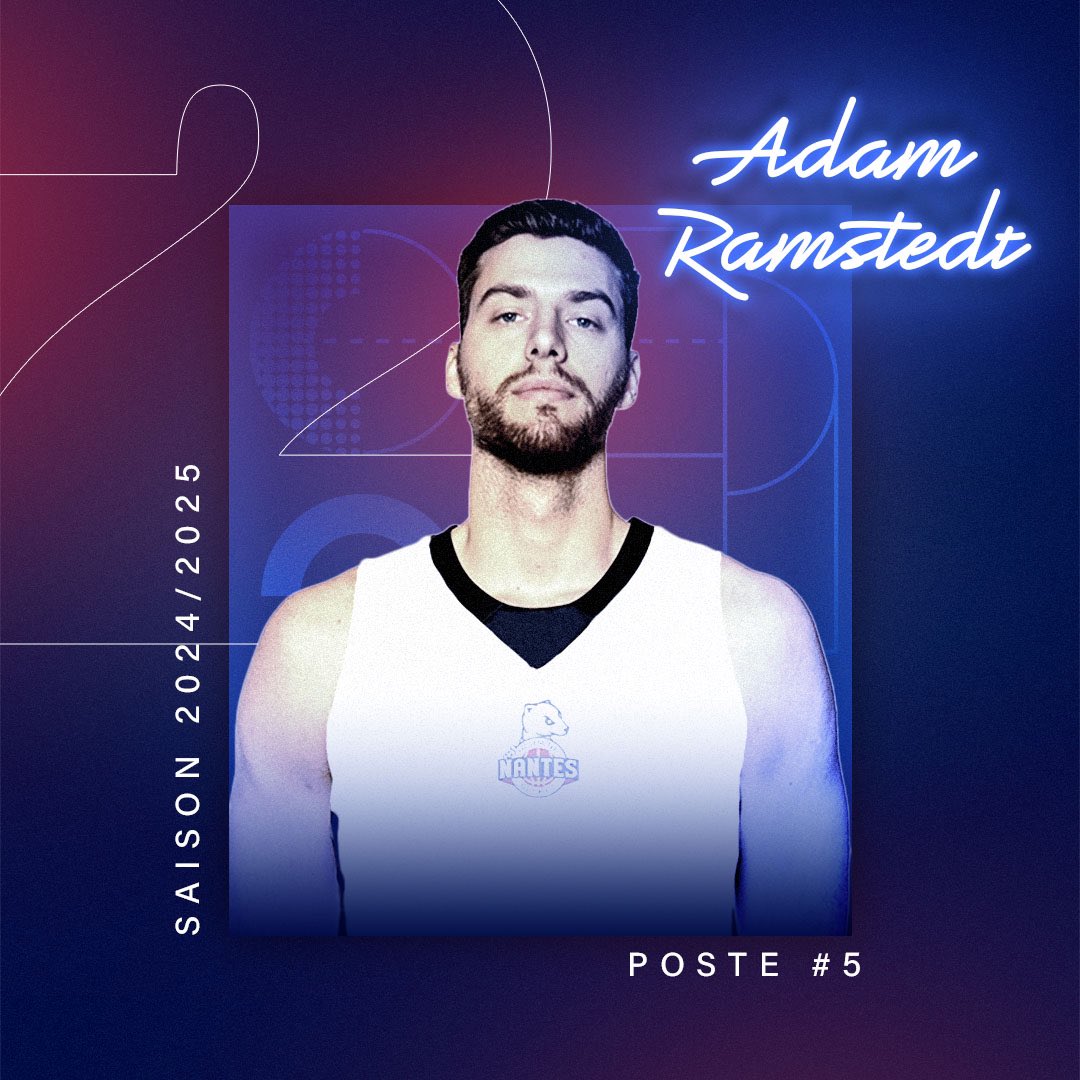 ✍🏽 𝐀𝐃𝐀𝐌 𝐑𝐀𝐌𝐒𝐓𝐄𝐃𝐓 𝐅𝐈𝐍𝐀𝐋𝐈𝐒𝐄 𝐋’𝐄𝐅𝐅𝐄𝐂𝐓𝐈𝐅 𝐍𝐀𝐍𝐓𝐀𝐈𝐒 ! 

Adam Ramstedt finalise le recrutement de Laurent Pluvy et devient le nouveau poste 5 pour la saison 2024 / 2025. 

🤝🏽 Bienvenue à toi Adam ! 

🔗 Toutes les infos ici : nantes-basket.com/adam-ramstedt-…
