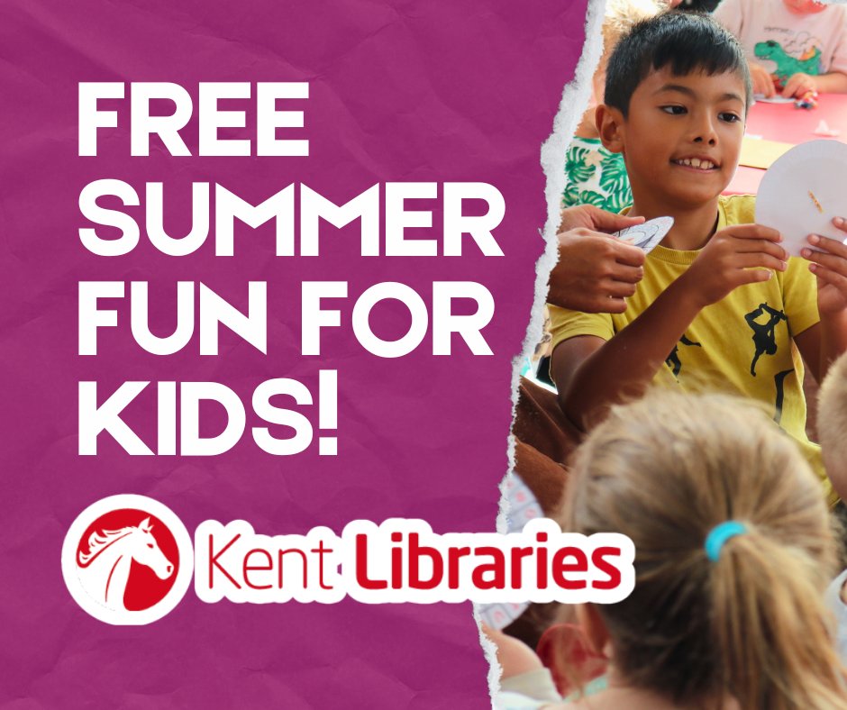 Looking for free #SummerHolidayActivities for kids? We've got so much going on! 

Join the #SummerReadingChallenge at any library in #Kent to earn rewards and a medal! Plus, find out about and book on to upcoming #MarvellousMakers events on our website at bit.ly/MarvellousMake…