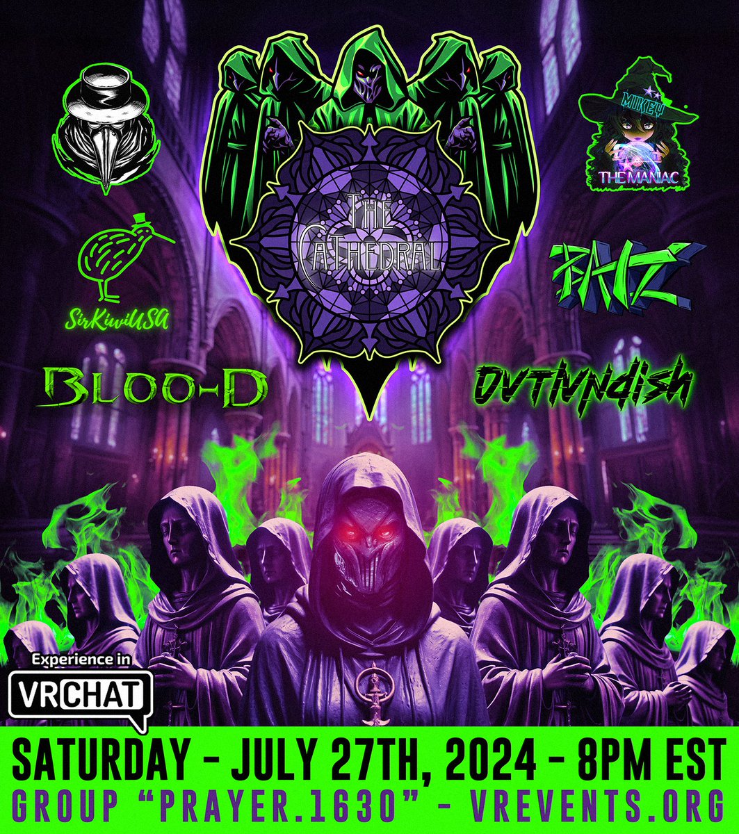 Dreamwalkers_VR's tweet photo. This Saturday.. Join us for a special presentation of sight and sound as we combine forces with our friends at @thecathedral_vr within the halls of "Sacrifice", an eerie but beautiful church located deep within a desolate mountain range...

Visit https://t.co/SY7TVXgo1a for info! https://t.co/r6Fn4ecI44