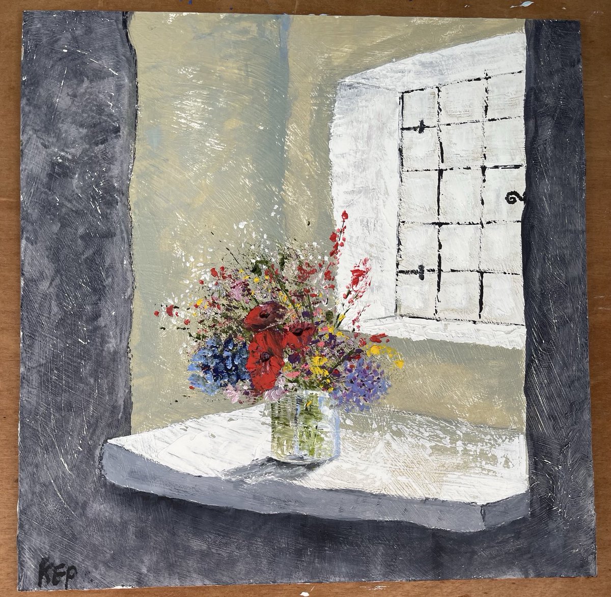 KarenMolliee's tweet image. This is my painting from today’s class.. an alcove window in an old stone welsh 🏴 cottage.. the age worn sill used to be a step