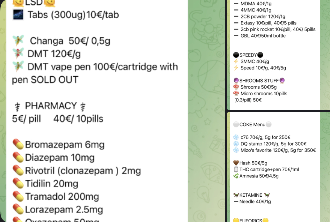 Drugs are insanely accessible in Germany now. I've never seen such easy  access to illicit substances. Telegram groups are buzzing with offers, and  prices are low. Nearby major drug ports like Hamburg