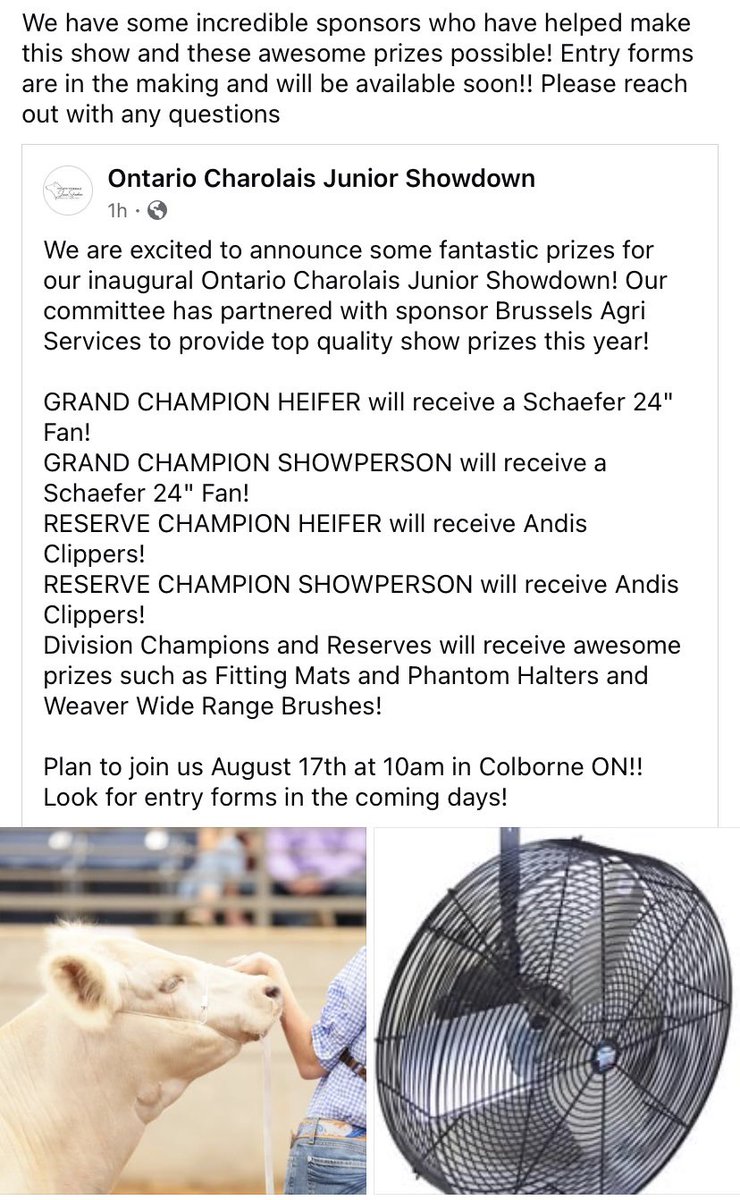Our AGM is coming up August 17th at DanG Charolais in Colborne and alongside the meeting we will also be having a Junior Charolais show! Some awesome prizes to be won thanks to our incredible sponsors (full list to come)