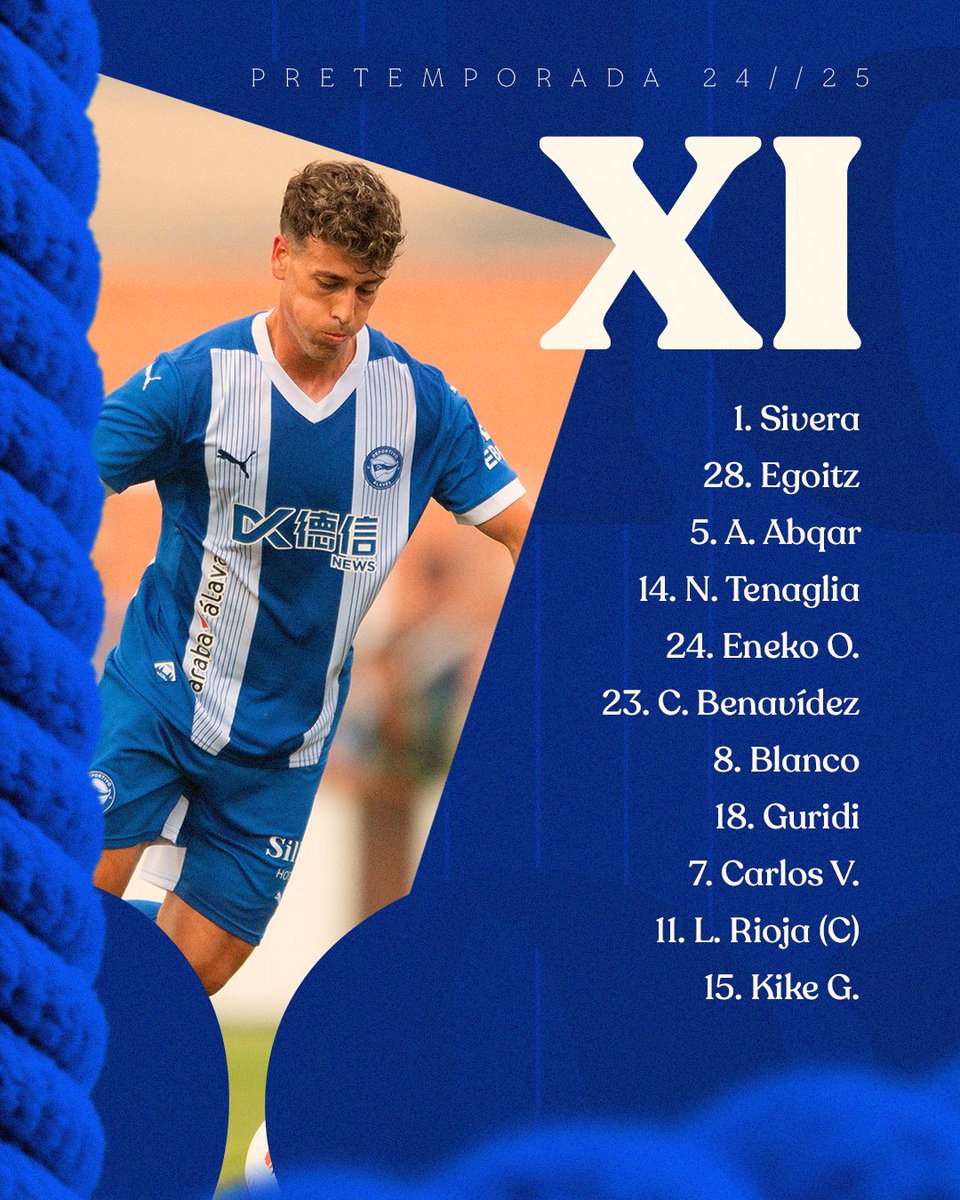 👥 ¡Nuestros 𝗫𝗜 para saltar al Antonio Puchades 🆚 <a href="/valenciacf/">Valencia CF</a>!

¡Vamos, Glorioso! ⚔️

📺 t.ly/mn9HW

#ValenciaAlavés
#PretemporadaDA | #GoazenGlorioso ⚪️🔵