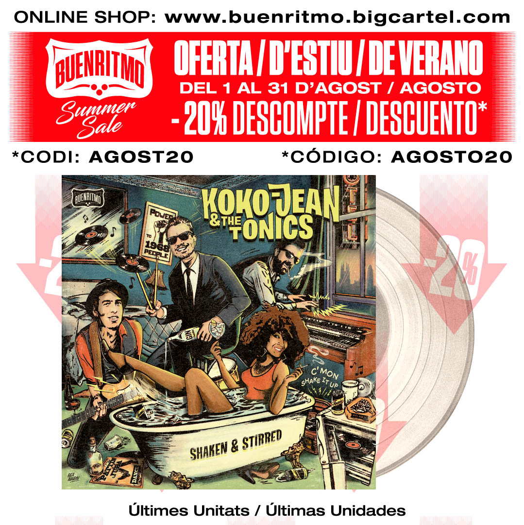 También a punto de agotarse las copias en vinilo transperente del LP “Shaken &amp; Stirred” de <a href="/KokoJeanTonics/">Koko-Jean & The Tonics</a>. En agosto las tienes con un 20% de descuento en nuestra tienda online con el código AGOSTO20 .
buenritmo.bigcartel.com/artist/dani-ne…
buenritmo.bigcartel.com/artist/koko-je…