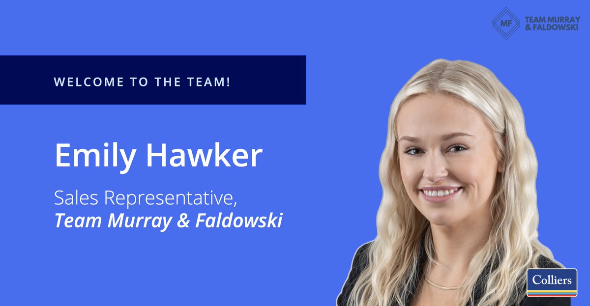 Emily Hawker has recently joined the team as a Sales Representative.  With her business background, and previous experience at <a href="/Colliers/">Colliers</a> she intimately understand the world of real estate.  

Please join me in welcoming her to Team Murray &amp; Faldowski! 

#TeamMF