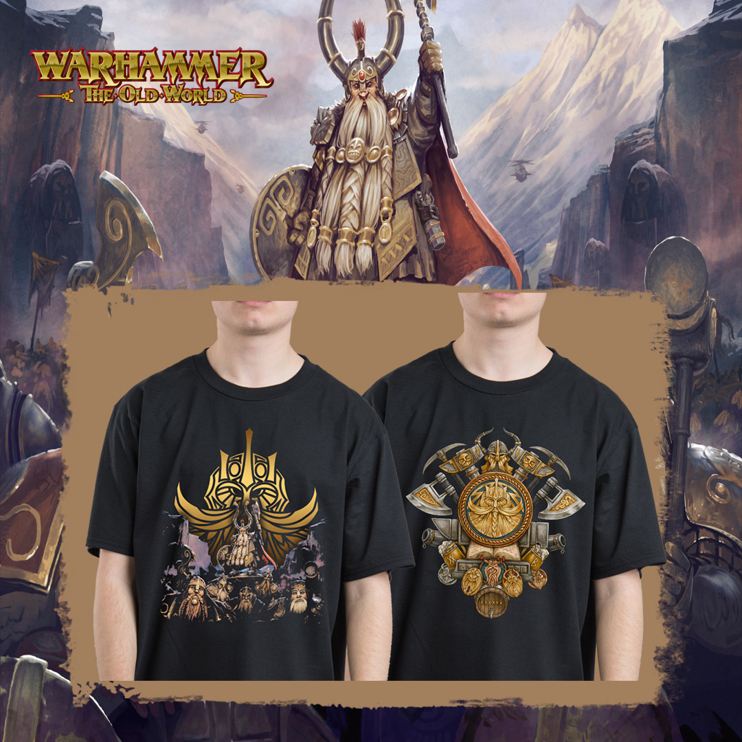 MerchWarhammer's tweet photo. Official Premium Dwarfen Mountain Holds gear has marched on to the store! See our Warhammer The Old World collection here -> https://t.co/nTSfrQS1eU #WarhammerTOW #WarhammerMerchStore #WarhammerCommunity https://t.co/feyHgHaw0Z
