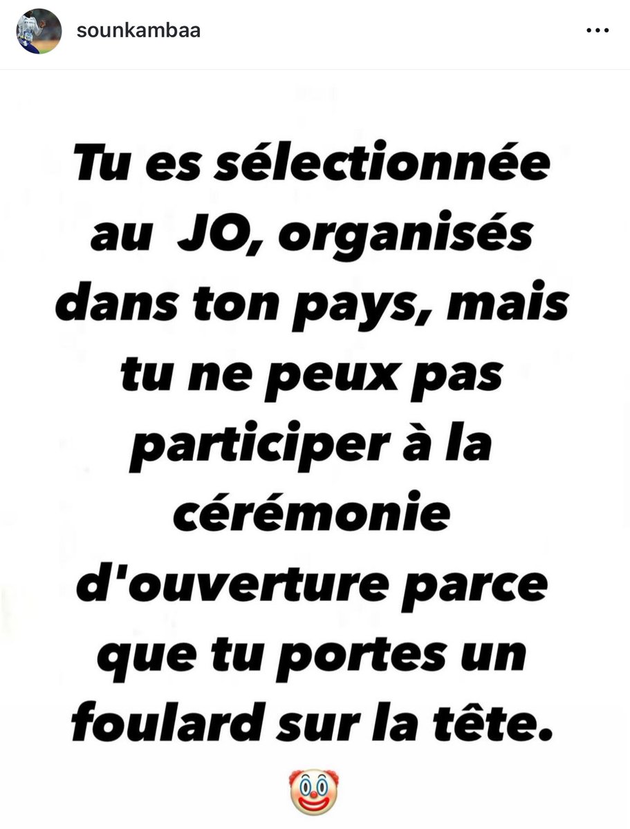 CerfiaFR's tweet image. 🇫🇷🧕 FLASH | L’athlète française Sounkamba Sylla ne pourra pas porter son foulard lors de la cérémonie d’ouverture des JO. Elle devrait porter une casquette à la place. (Le Parisien)
