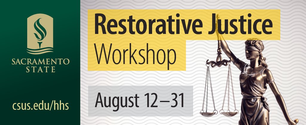 SacStateCCE's tweet image. ⚖️ Transform Lives with Restorative Justice Training at Sac State! ⚖️
📅 August 12-31, 2024
🌟 Earn a certificate
🌟 Learn critical skills
🌟 Join a network of professionals
🔗 Sign up now through the link in our bio!
#RestorativeJustice #CSUS #CommunityImpact