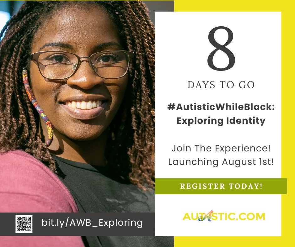 WeAreAutastic's tweet image. ⏳Just 7 days until our #AutisticWhileBlack: Exploring Identity experience! #ForUsByUs exclusively to empower Black autistic adults. Join this life-changing ⭐️FREE⭐️ journey. 

👉🏽👉🏾👉🏿 bit.ly/3LDM38g

Grant funding from @NextForAutism #ColorTheSpectrum